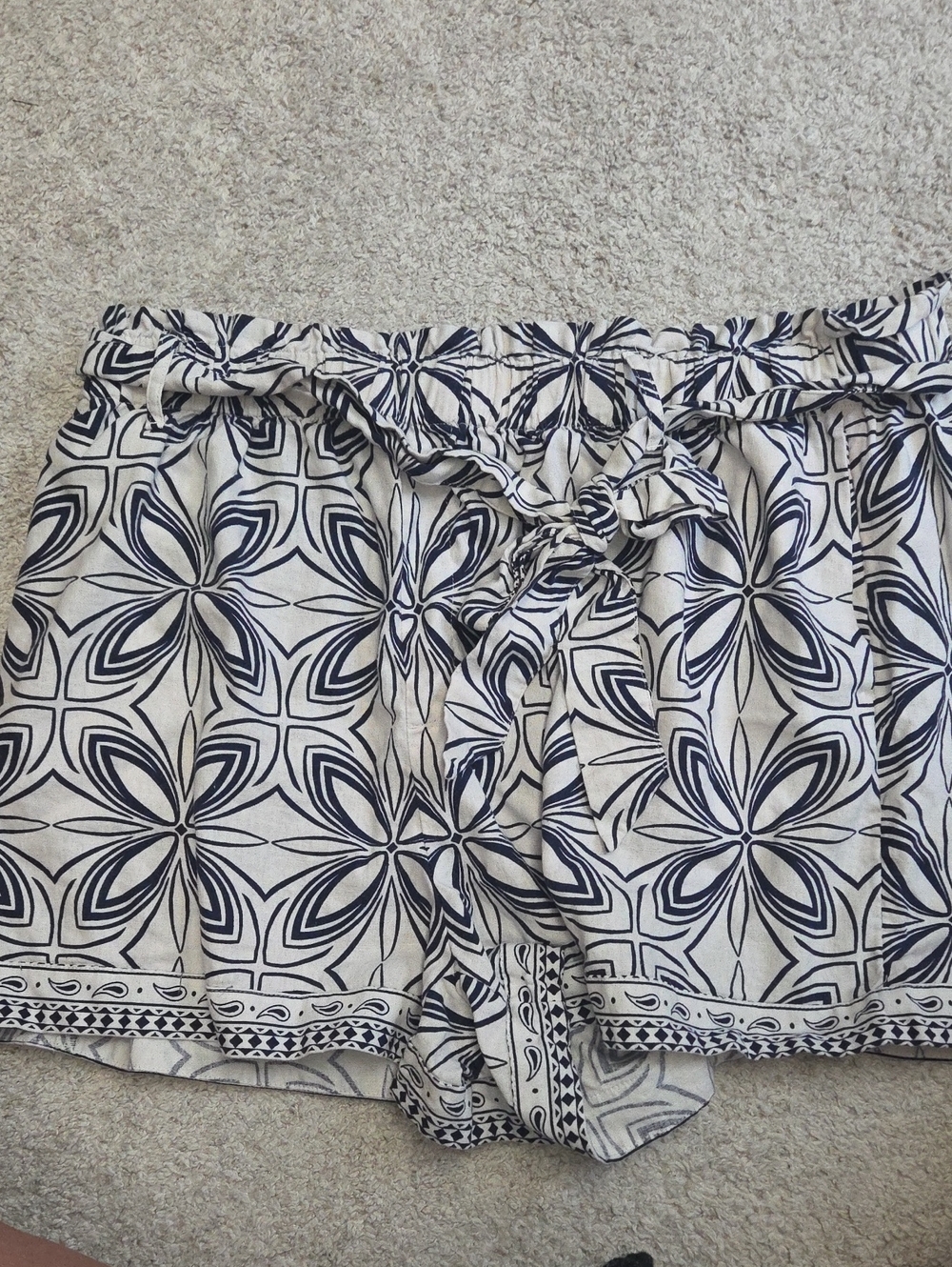 a new day Navy and Cream Printed Tie-Waist Bermuda Shorts